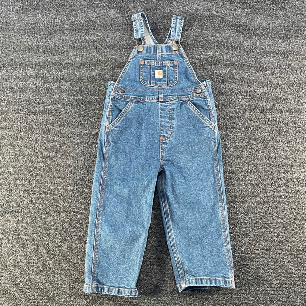 Carhartt Denim Overalls Toddler 2T Blue Good Stretch Workwear OX8665-B